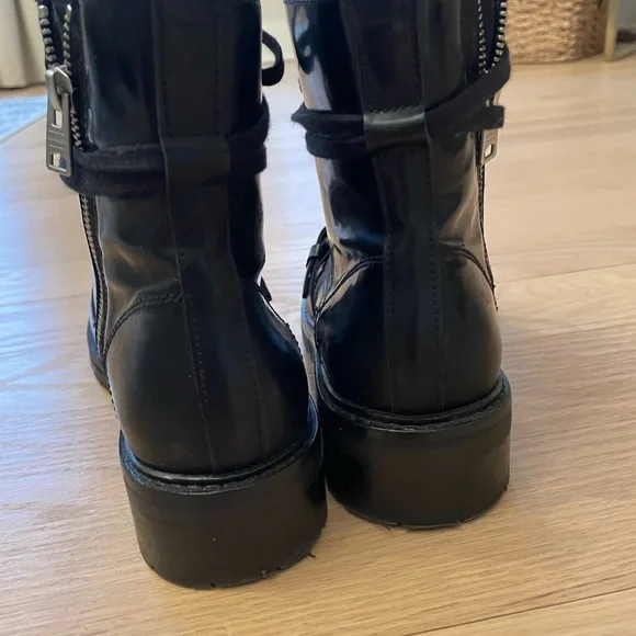 All Saints Black Leather Lace-Up Combat Boot - Picture 6 of 12